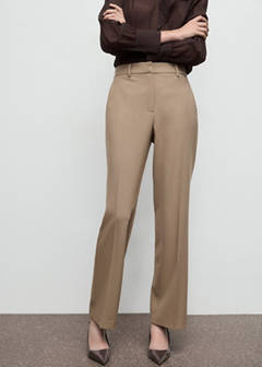 Straight mid-rise trousers — Medium Brown 1