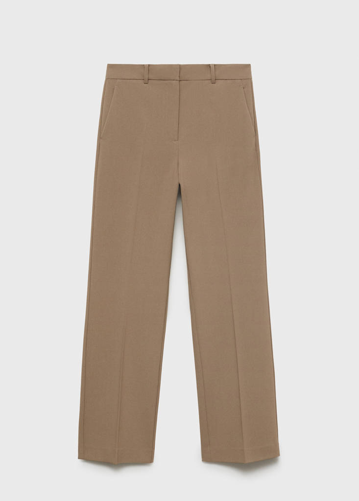 Straight mid-rise trousers — Medium Brown
