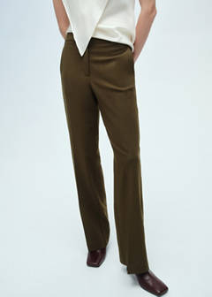 Straight mid-rise trousers — Khaki 1