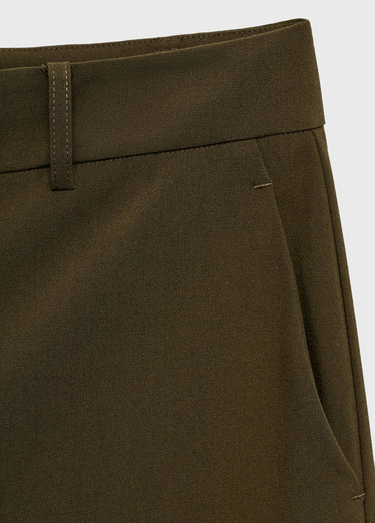 Straight mid-rise trousers — Khaki