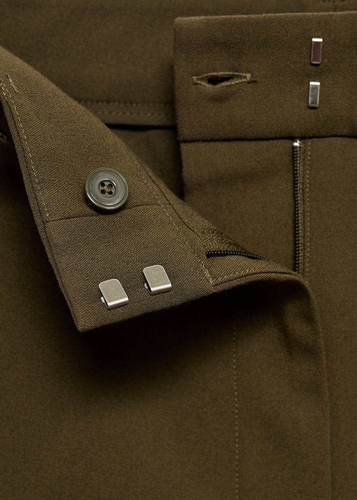 Straight mid-rise trousers — Khaki