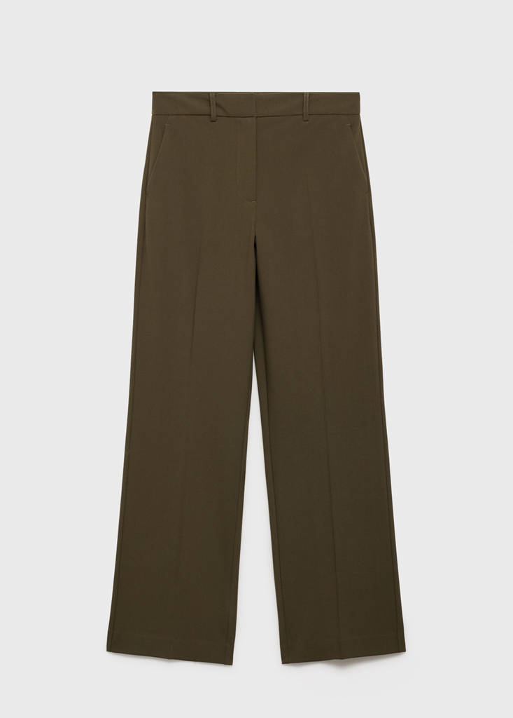 Straight mid-rise trousers — Khaki
