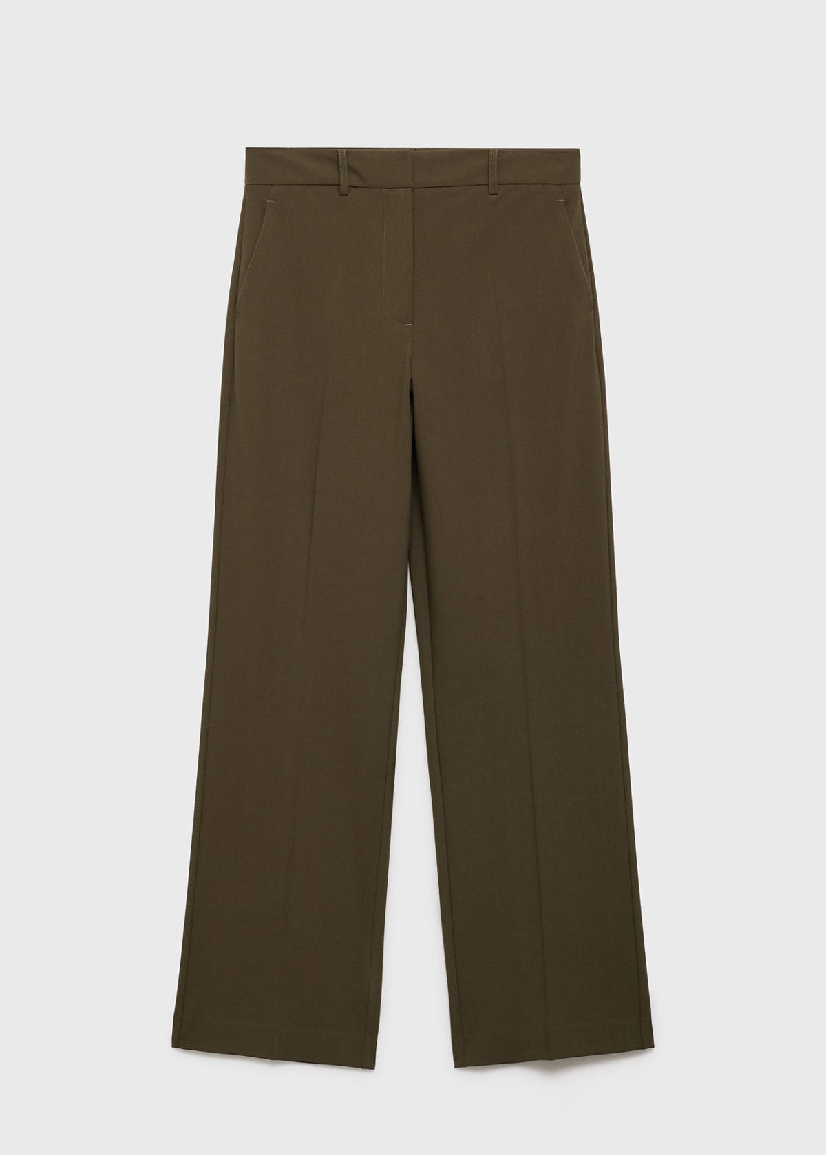 Straight mid-rise trousers — Khaki