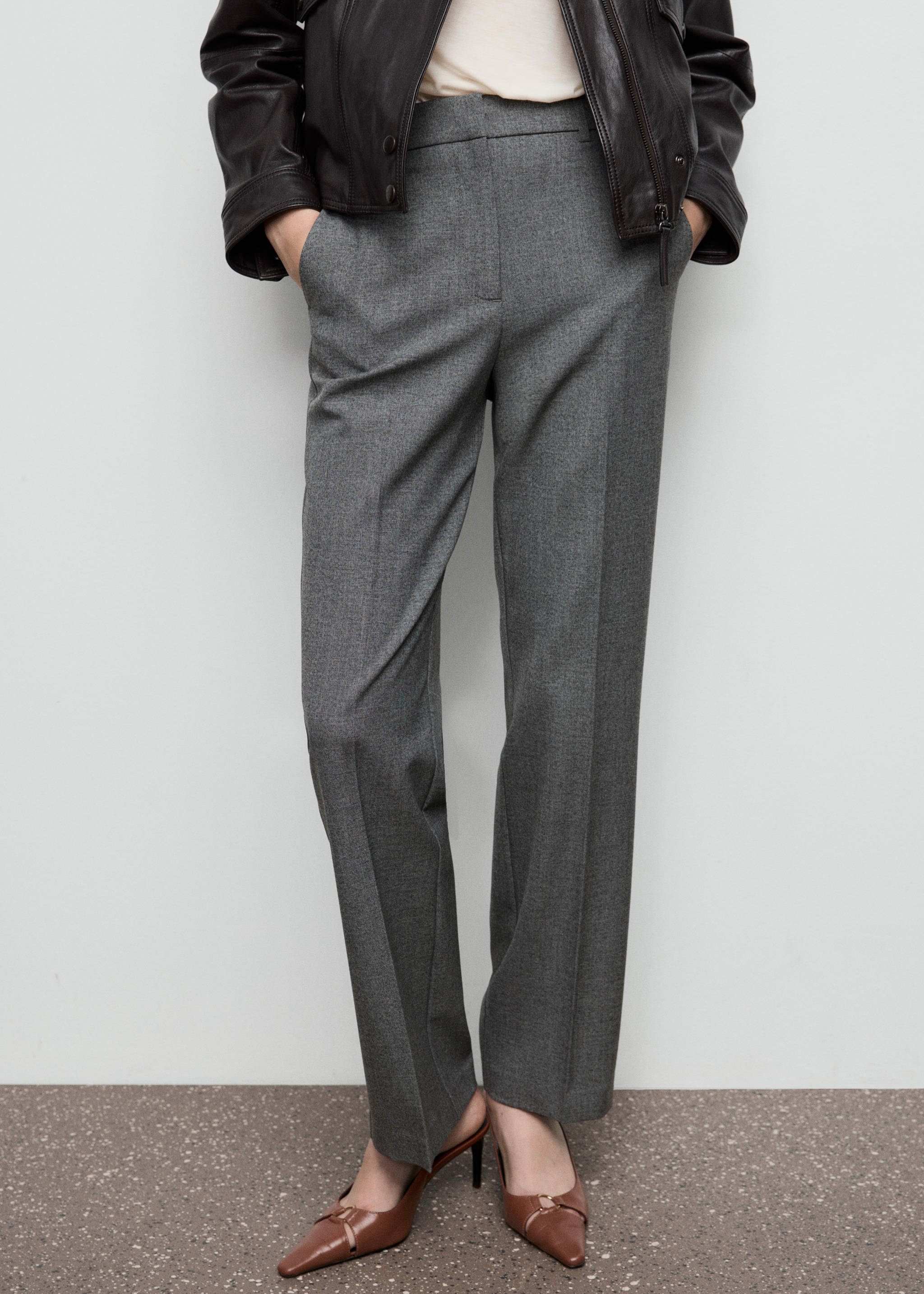 Straight mid-rise pants - Medium plane