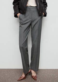 Straight mid-rise trousers — Grey 1