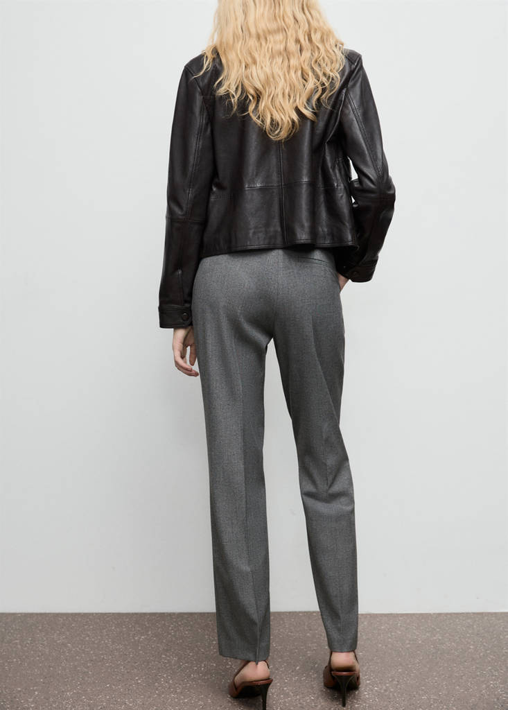 Straight mid-rise trousers — Grey