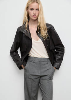 Straight mid-rise trousers — Grey 4
