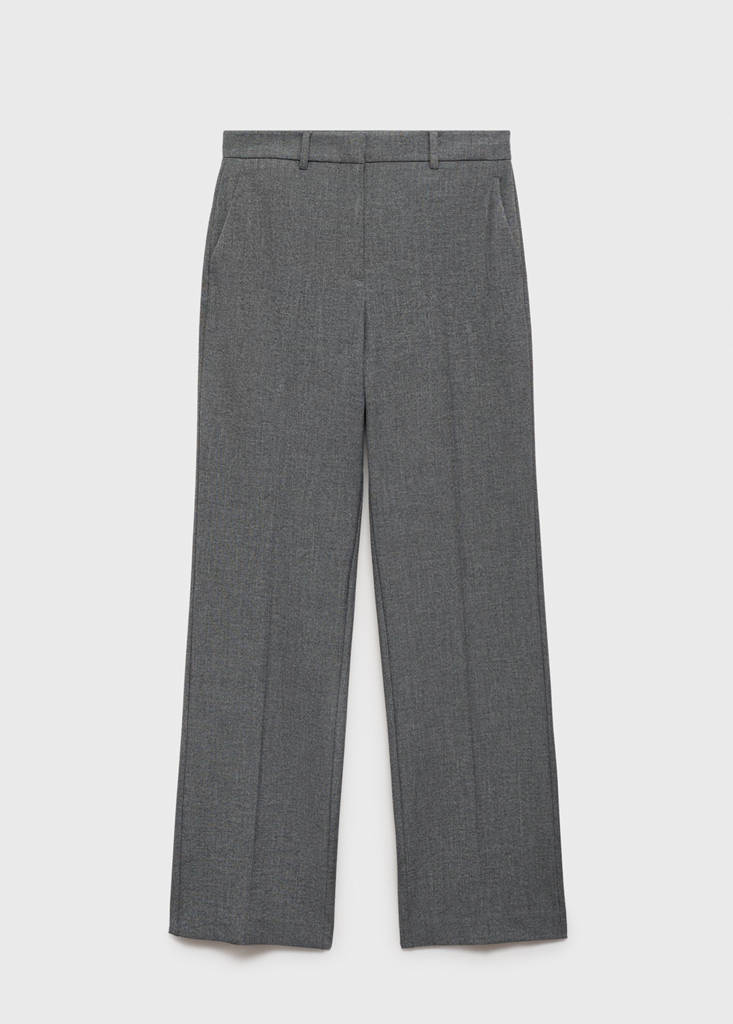 Straight mid-rise trousers — Grey