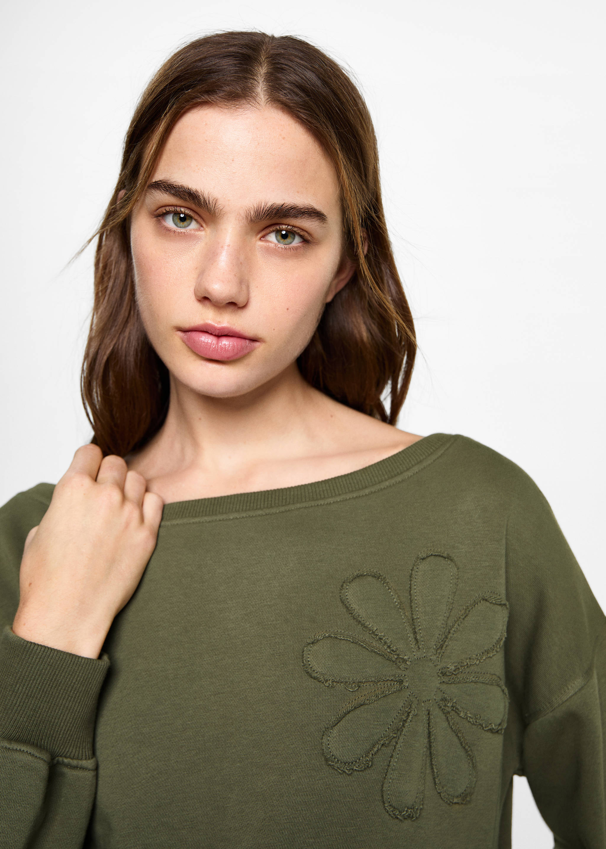 Çiçek işlemeli sweatshirt - Ürün detayı 1