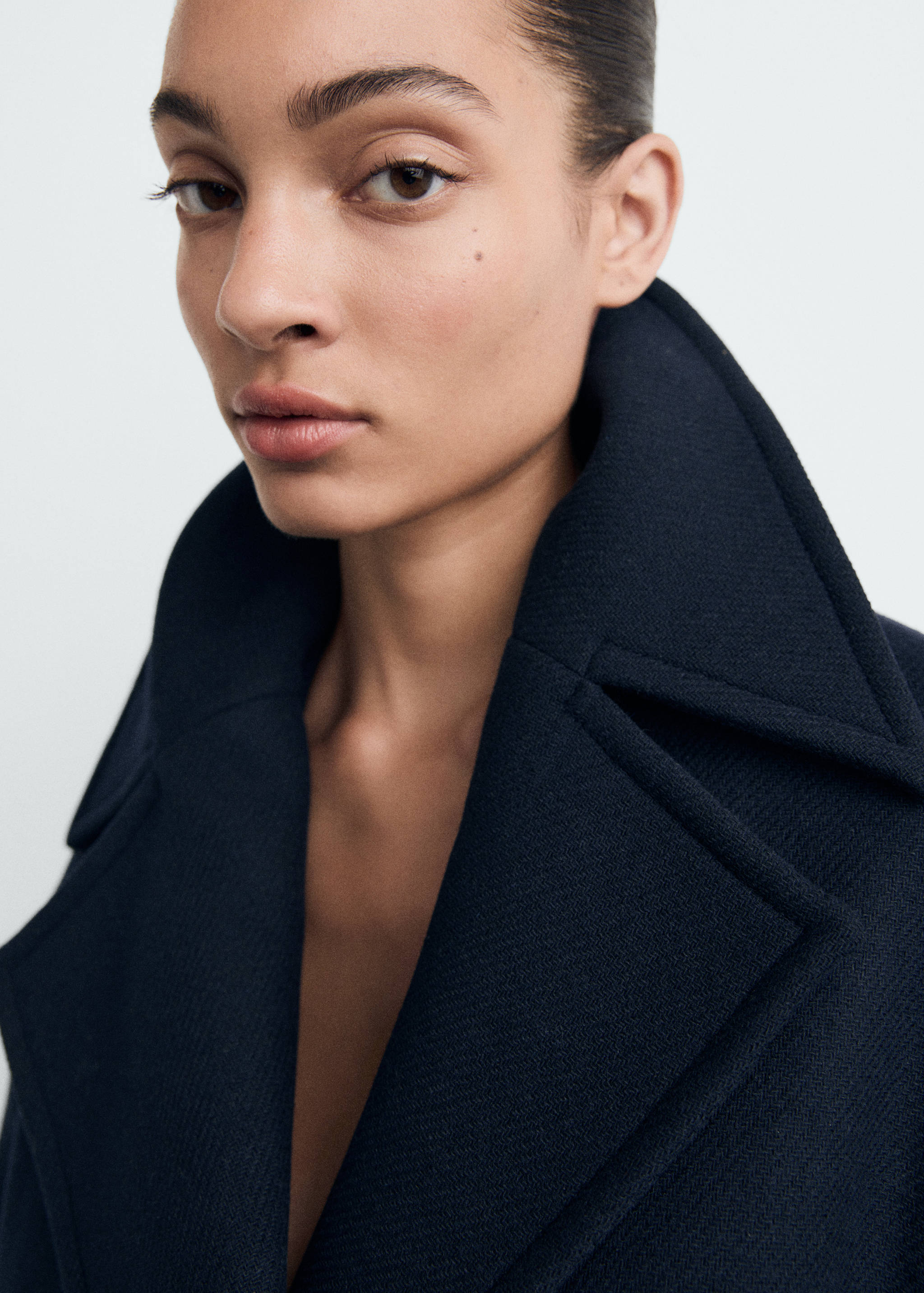 Veste laine mélangée revers maxi - Détail de l'article 1