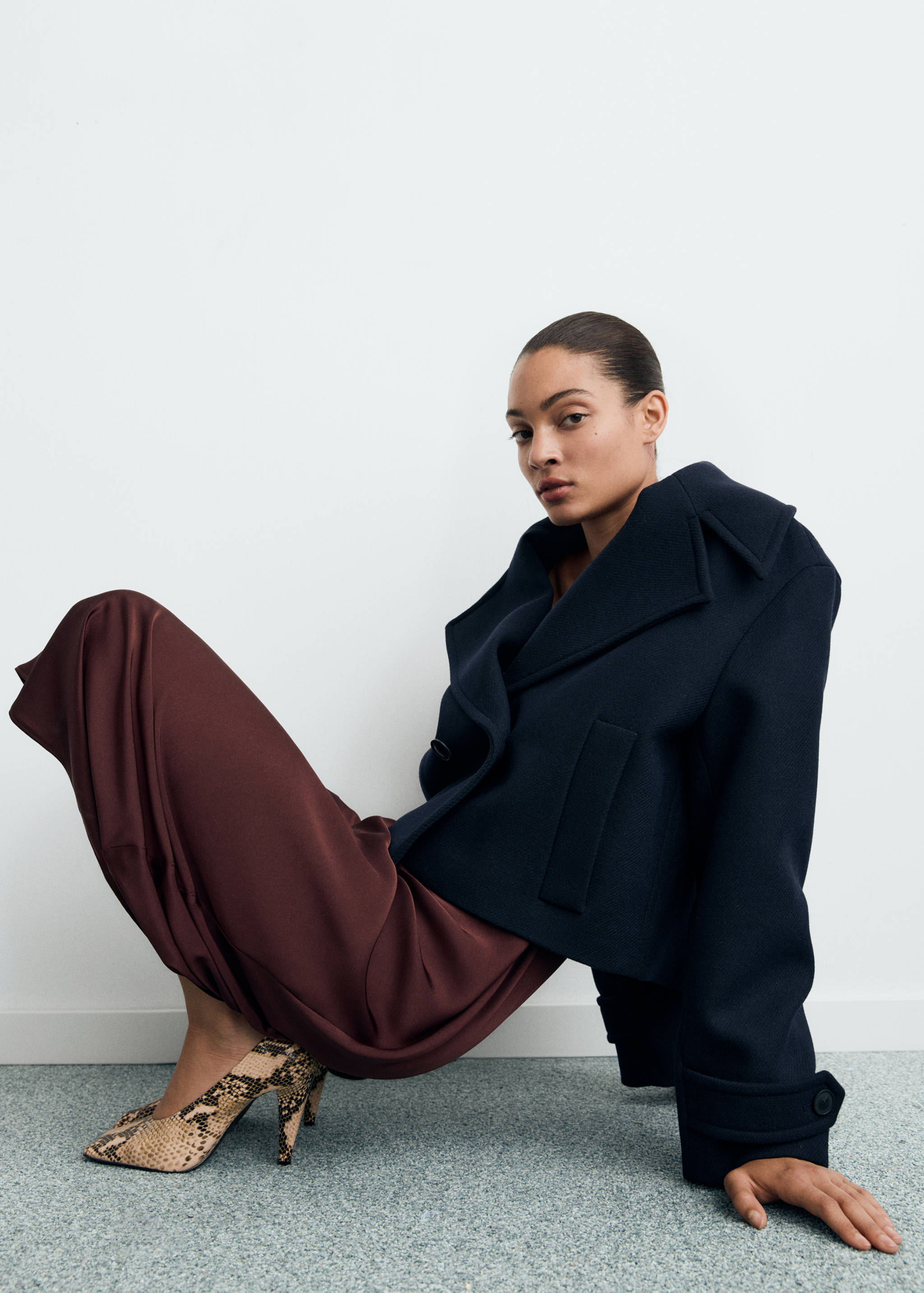 Veste laine mélangée revers maxi - Détail de l'article 2