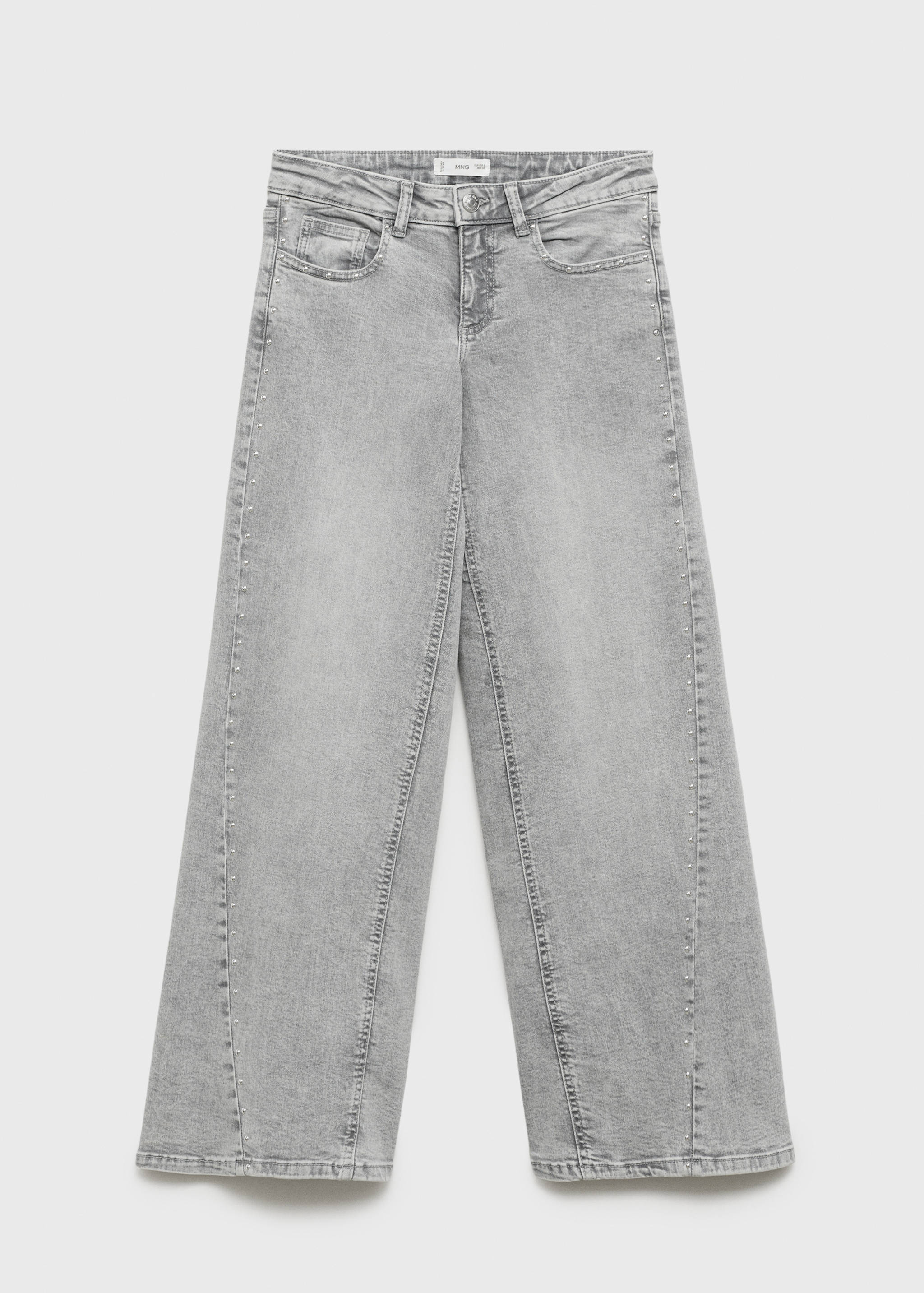 Calças de ganga de cintura baixa com tachas - Artigo sem modelo