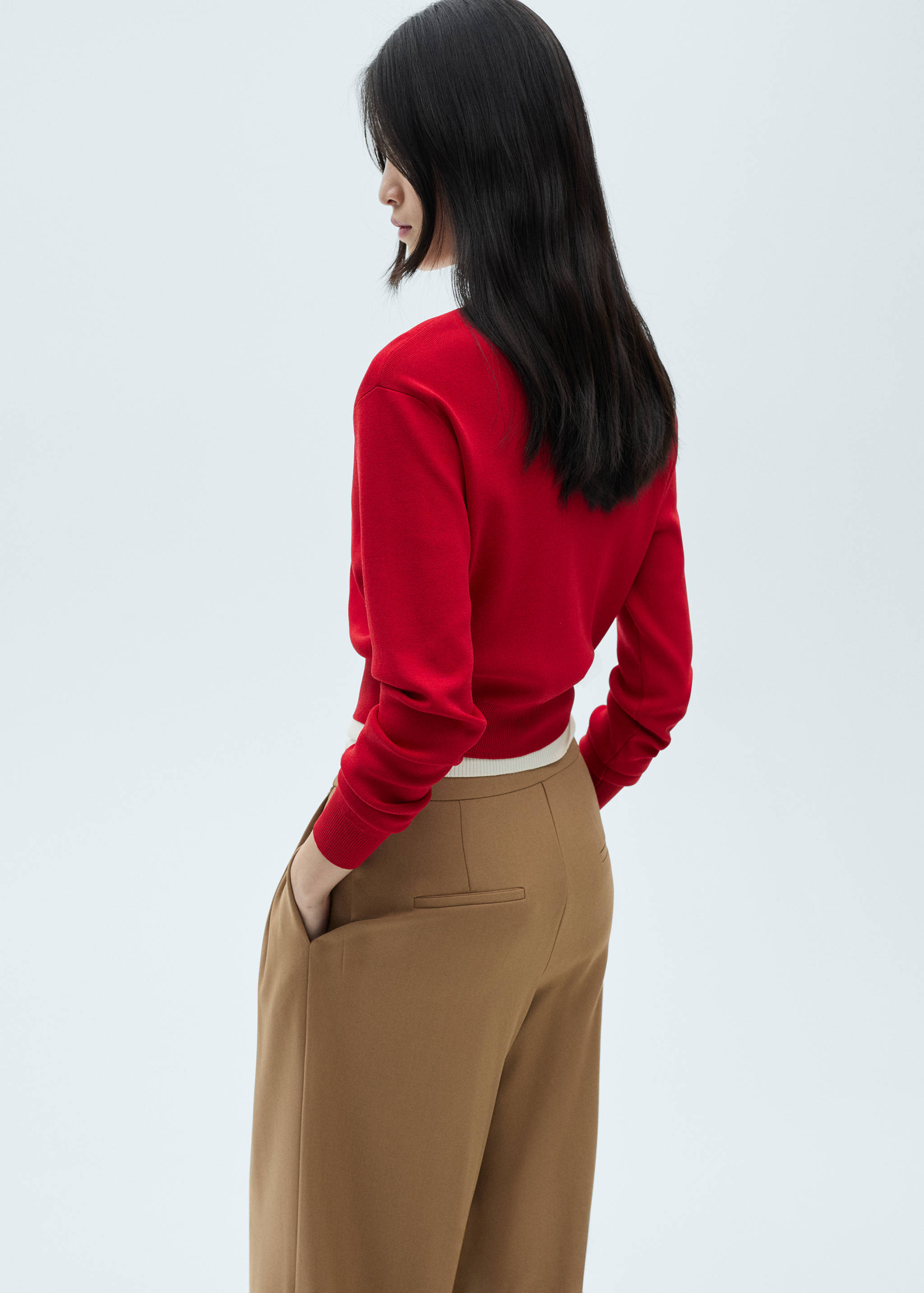 Knitted cardigan with contrasting trims - Reverse of the article