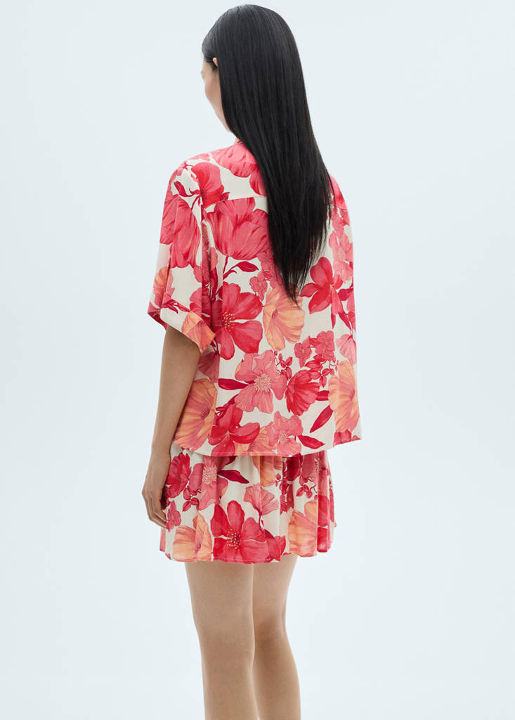 Floral print shirt with pockets — Red