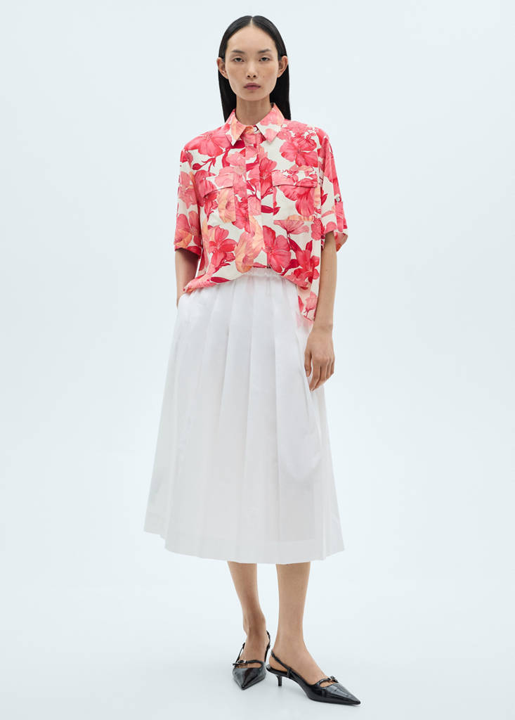 Floral print shirt with pockets — Red