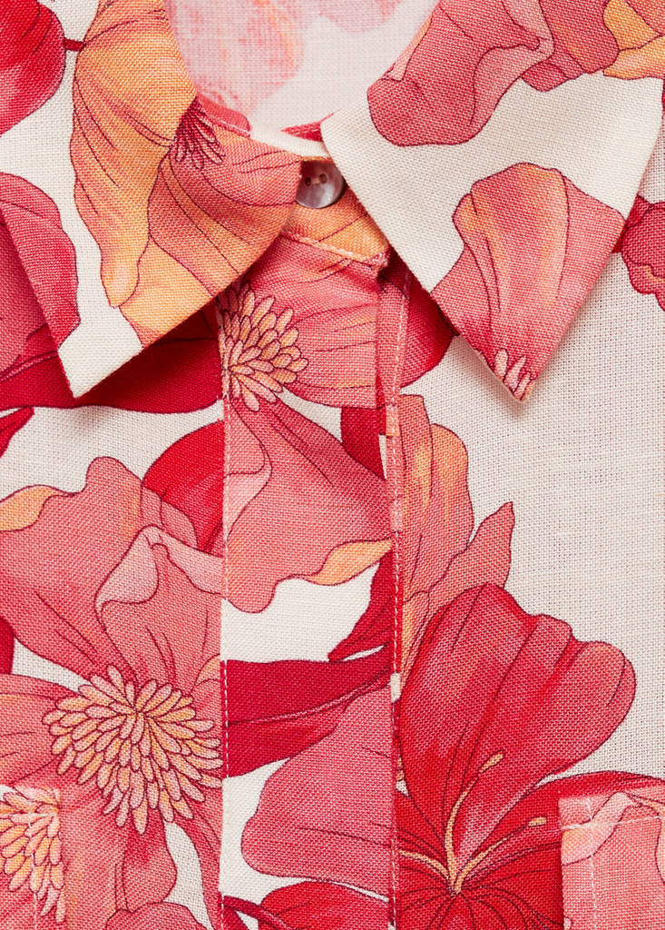 Floral print shirt with pockets — Red