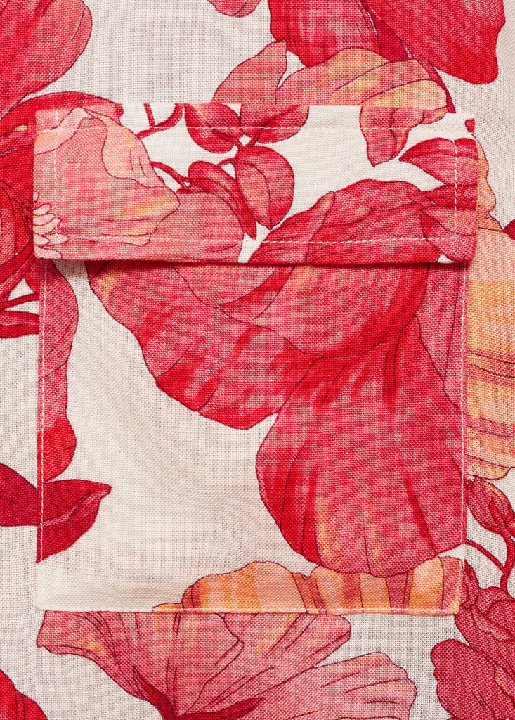 Floral print shirt with pockets — Red
