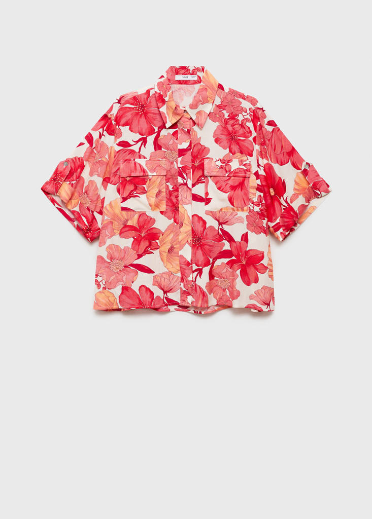 Floral print shirt with pockets — Red
