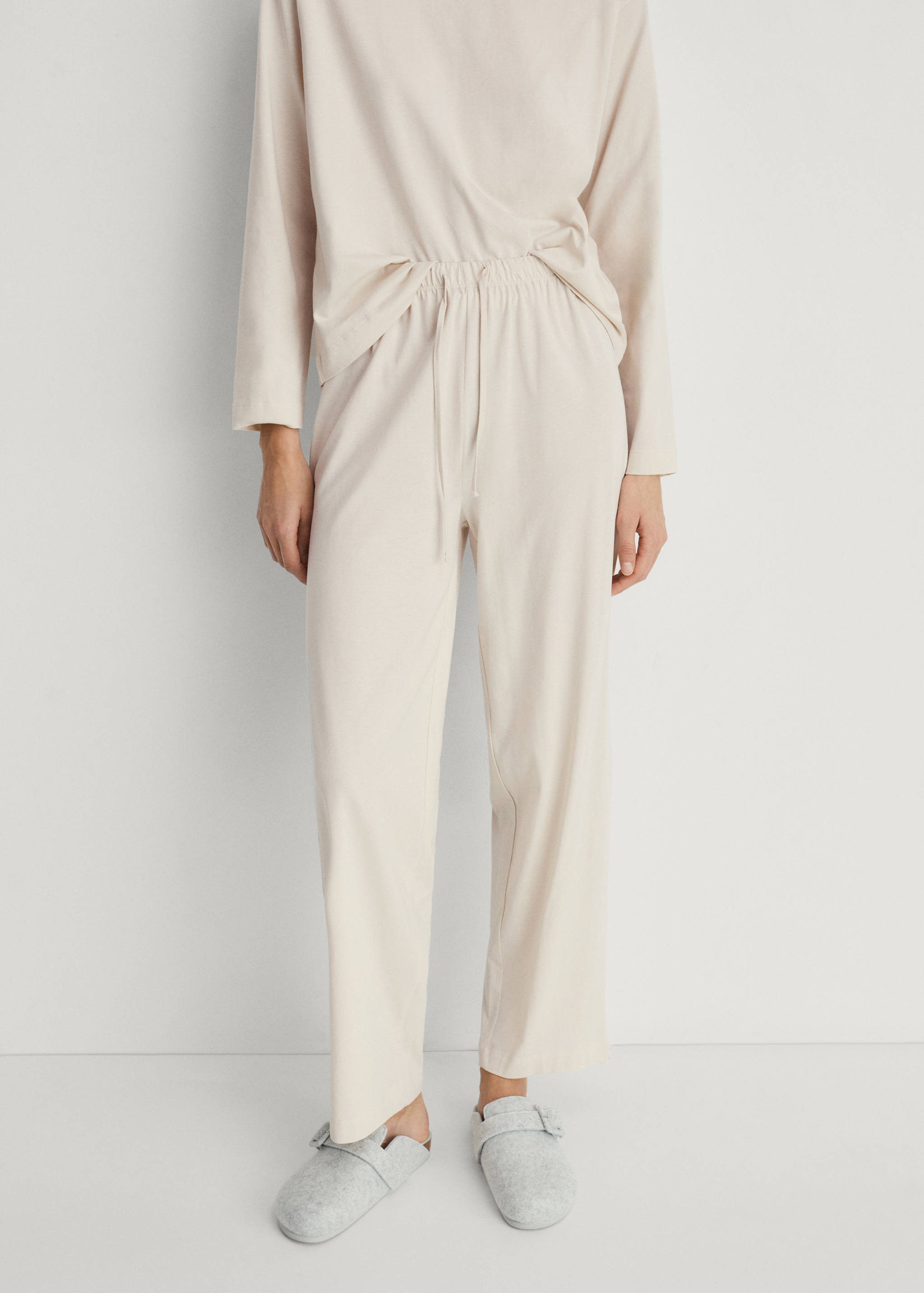Two-piece plain cotton pyjama set - Medium plane