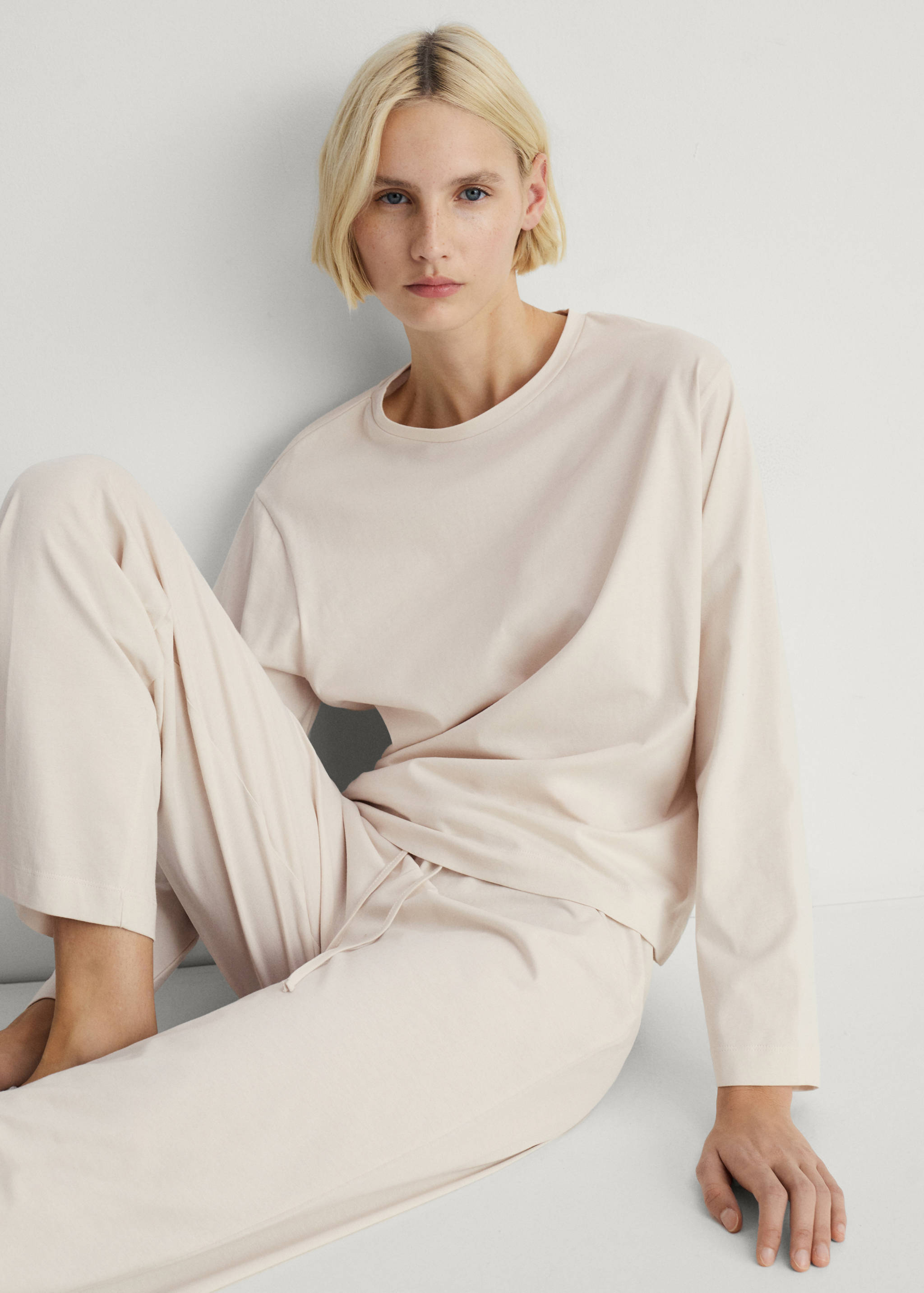 Two-piece plain cotton pyjama set - Details of the article 2