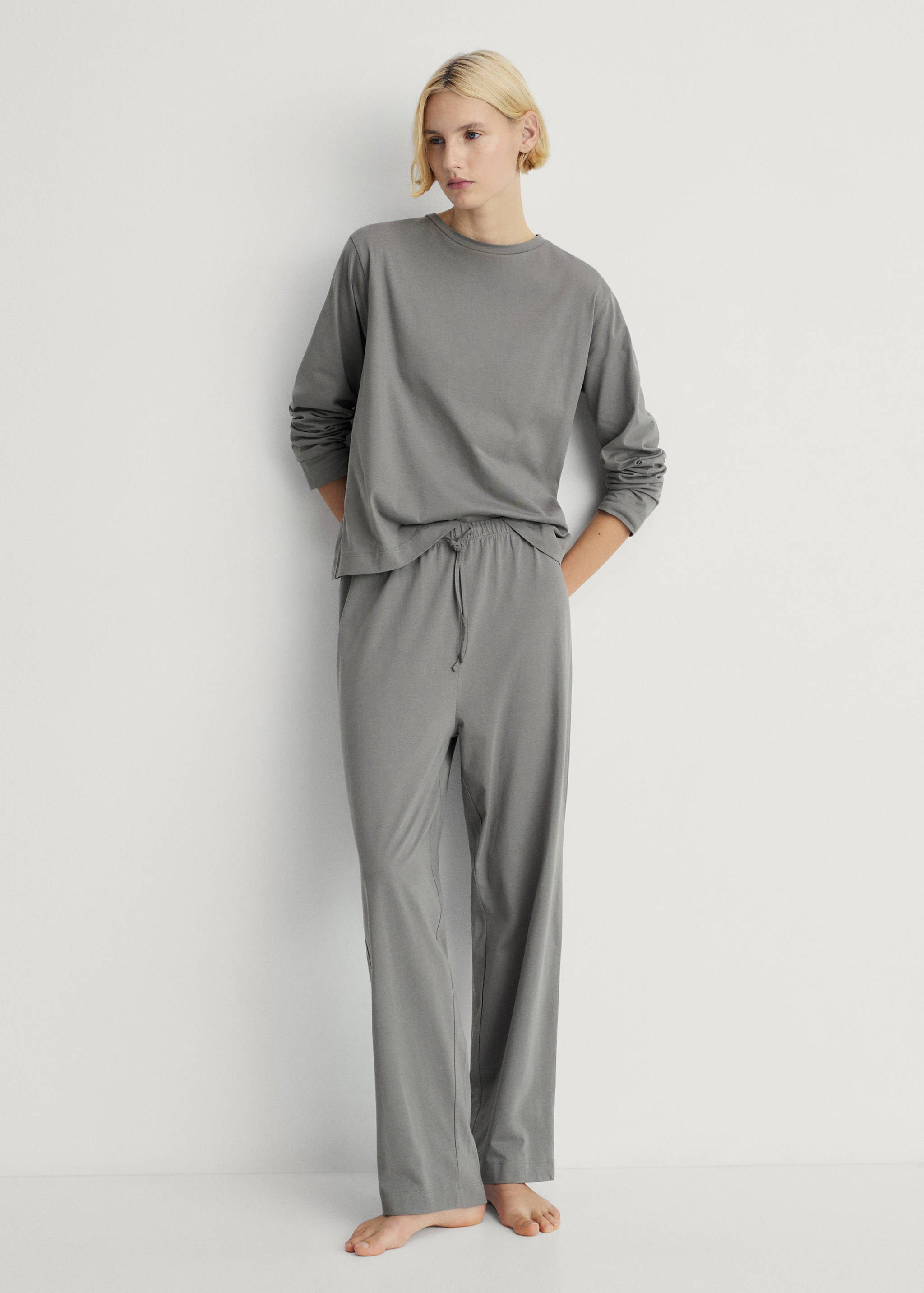Two-piece plain cotton pyjama set - General plane