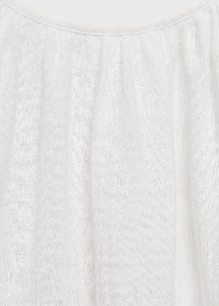 Plain cotton spaghetti-strap pyjama top — White
