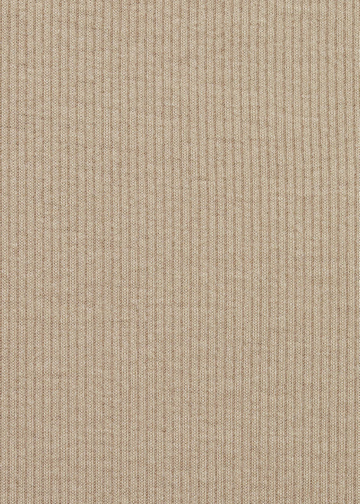 Long rib-knit trousers — Peach