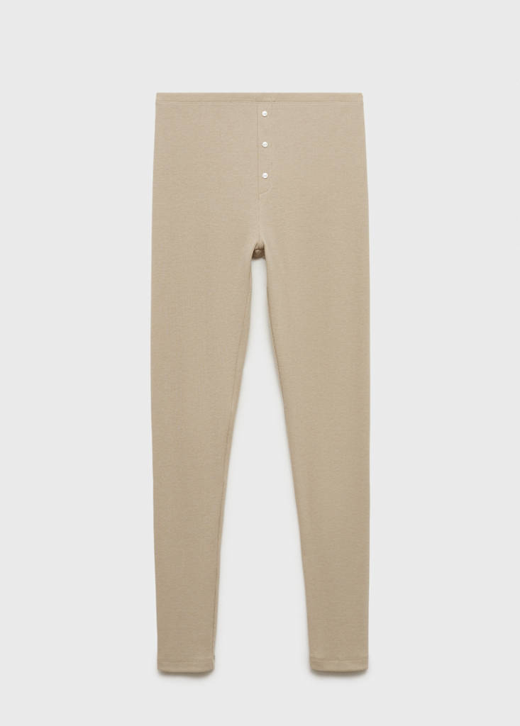 Long rib-knit trousers — Peach