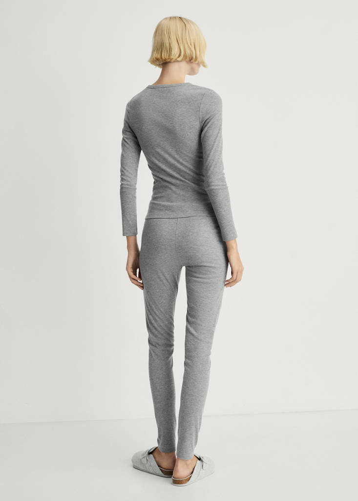 Long rib-knit trousers — Grey