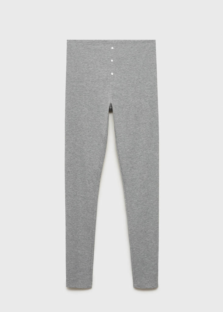 Long rib-knit trousers — Grey
