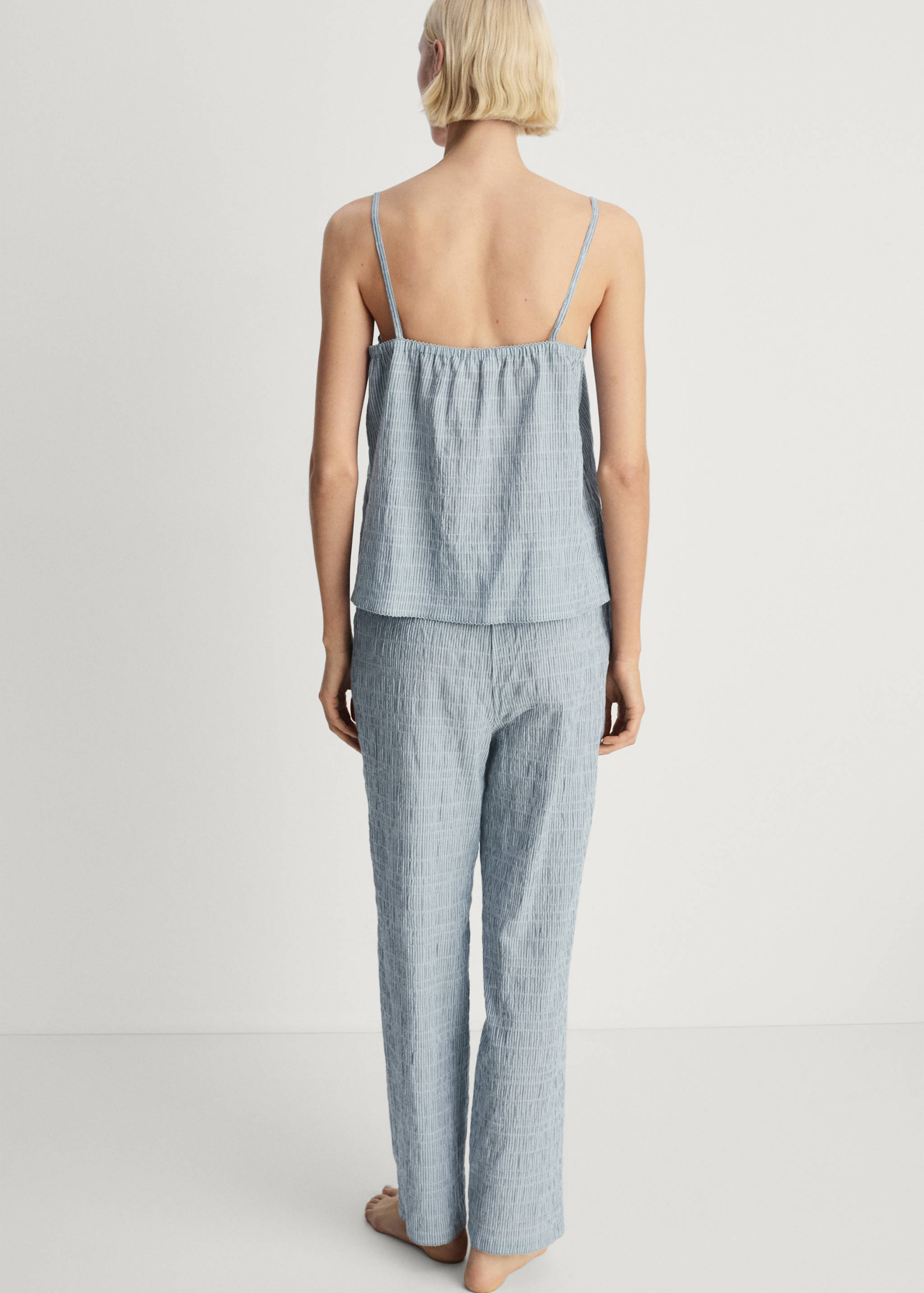 Cotton striped woven seersucker trousers - Reverse of the article