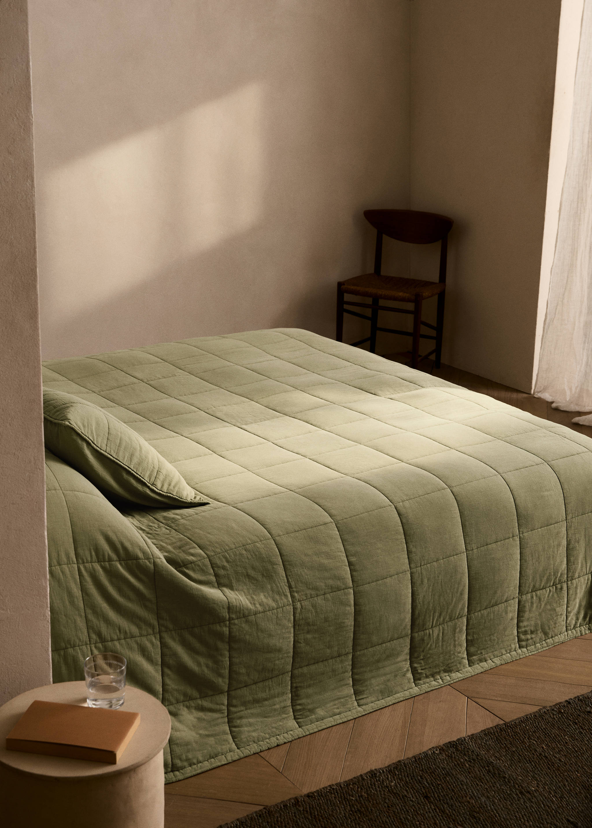 Cotton check garment-dyed quilt for 90/105 cm bed - General plane