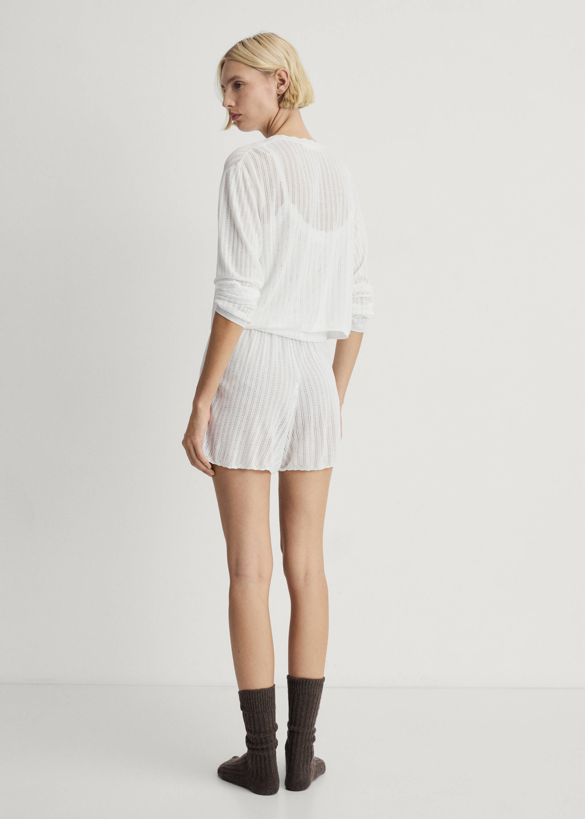 Pajama cardigan with lace detail - Reverse of the article