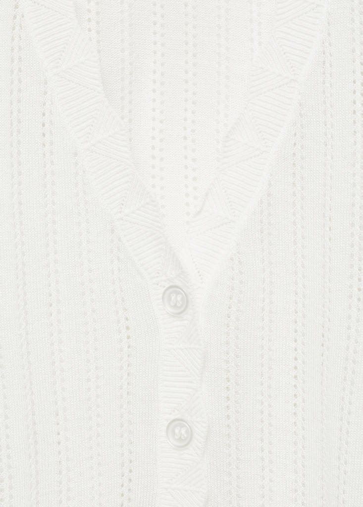 Pyjama cardigan with openwork detail — White