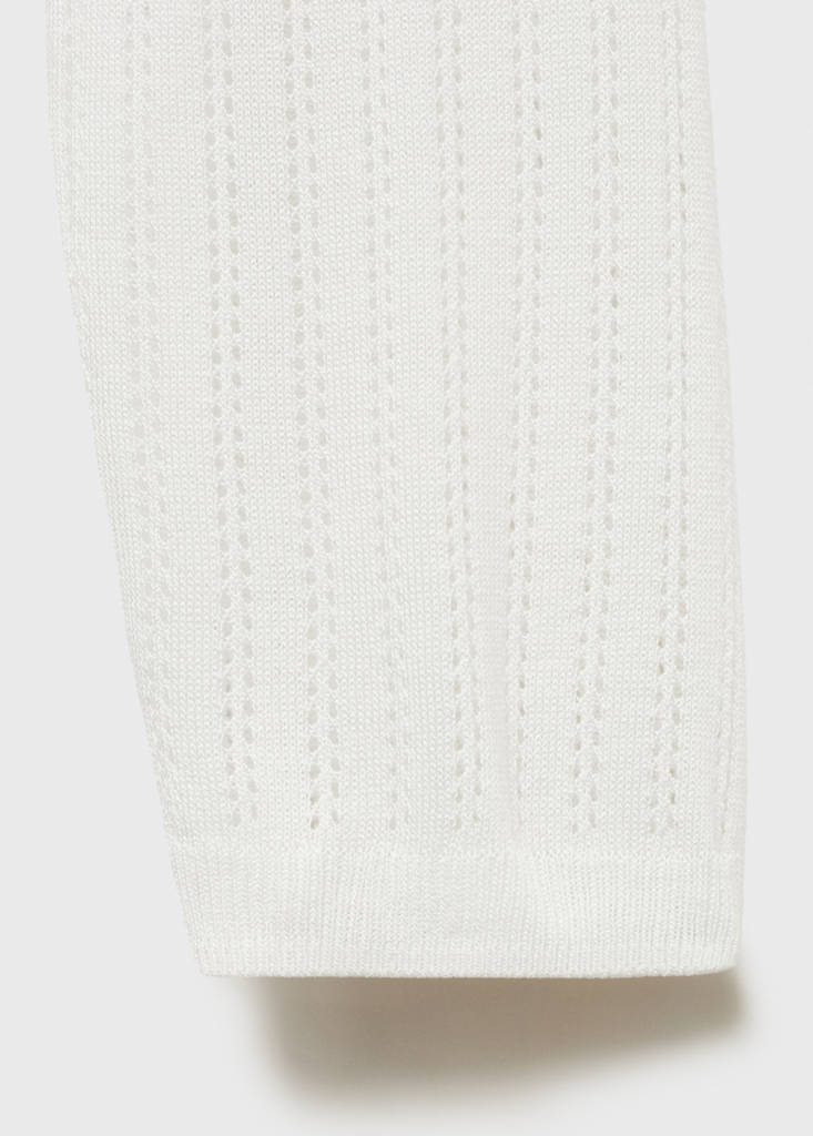 Pyjama cardigan with openwork detail — White