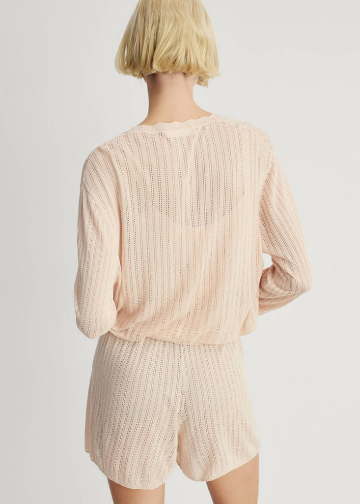 Pyjama cardigan with openwork detail — Salmon