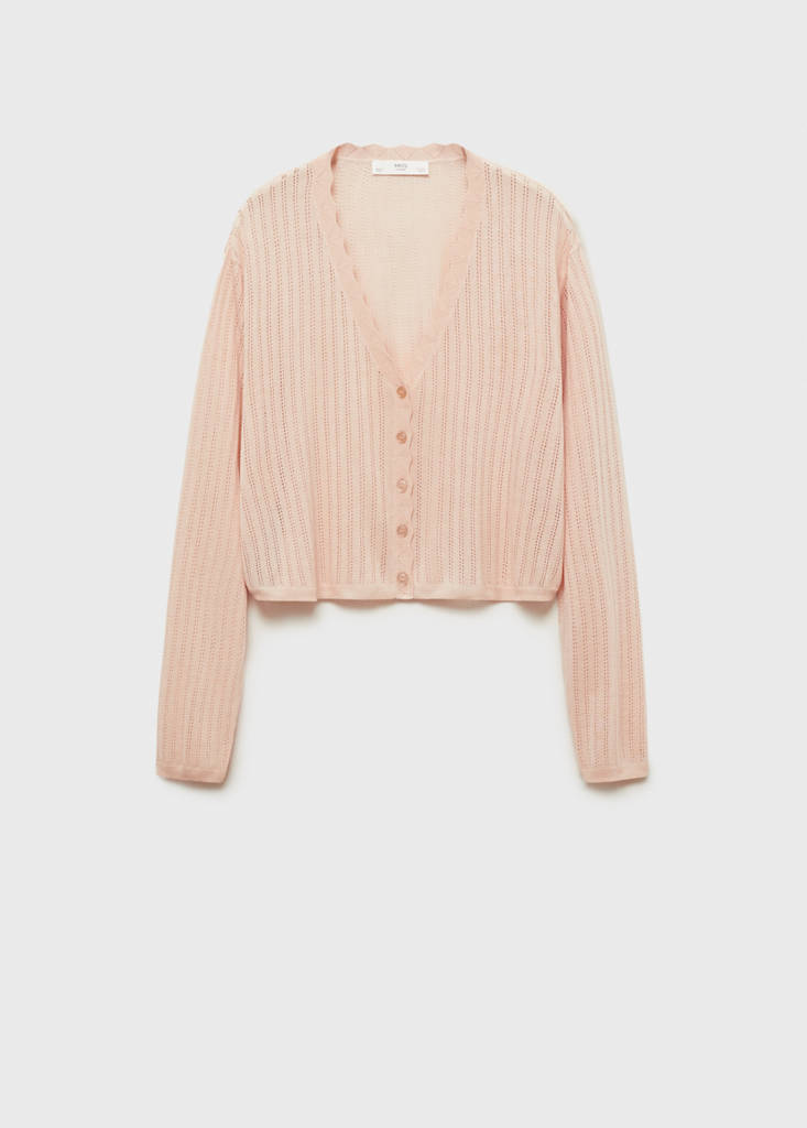 Pyjama cardigan with openwork detail — Salmon