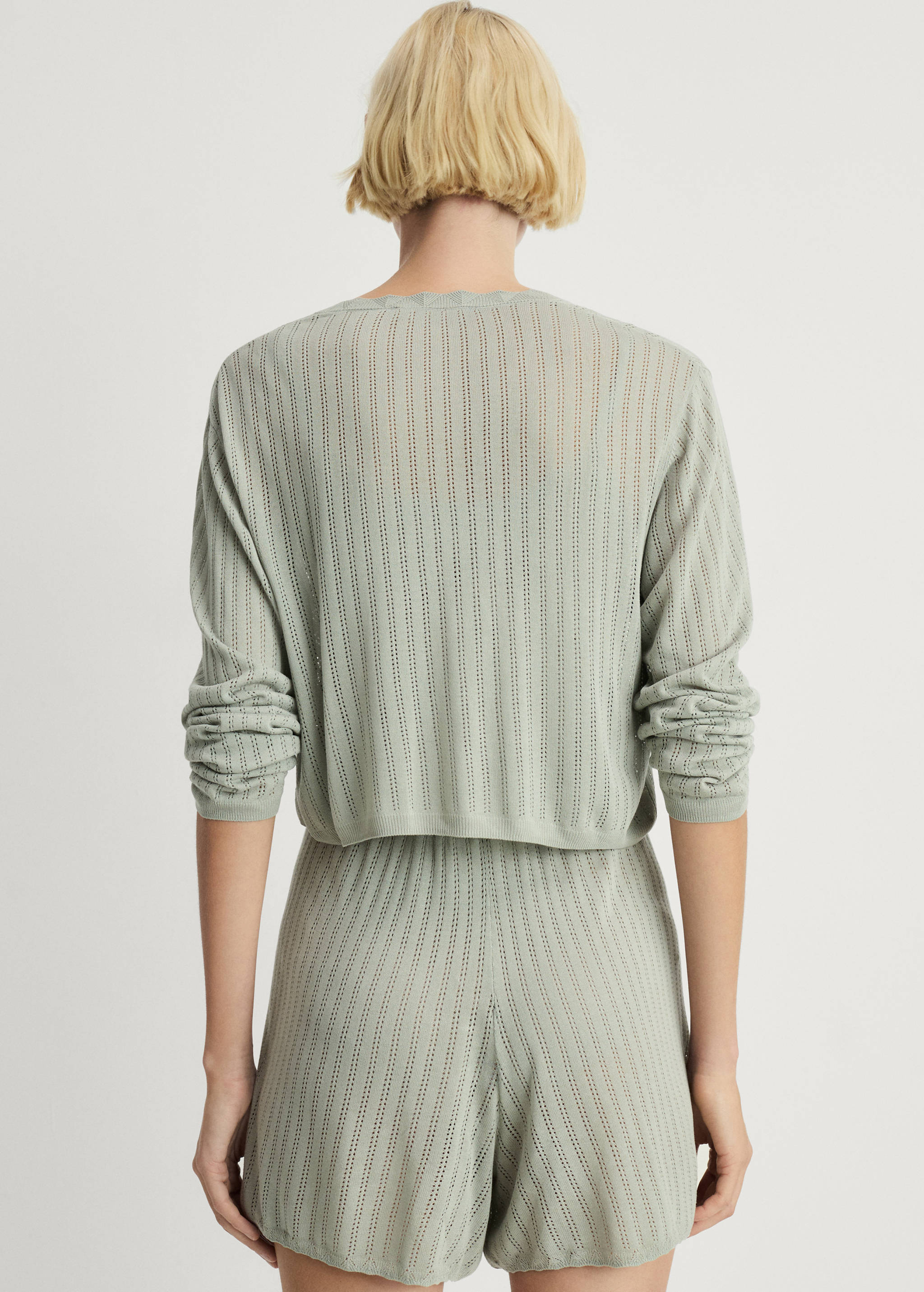 Pajama cardigan with lace detail - Reverse of the article