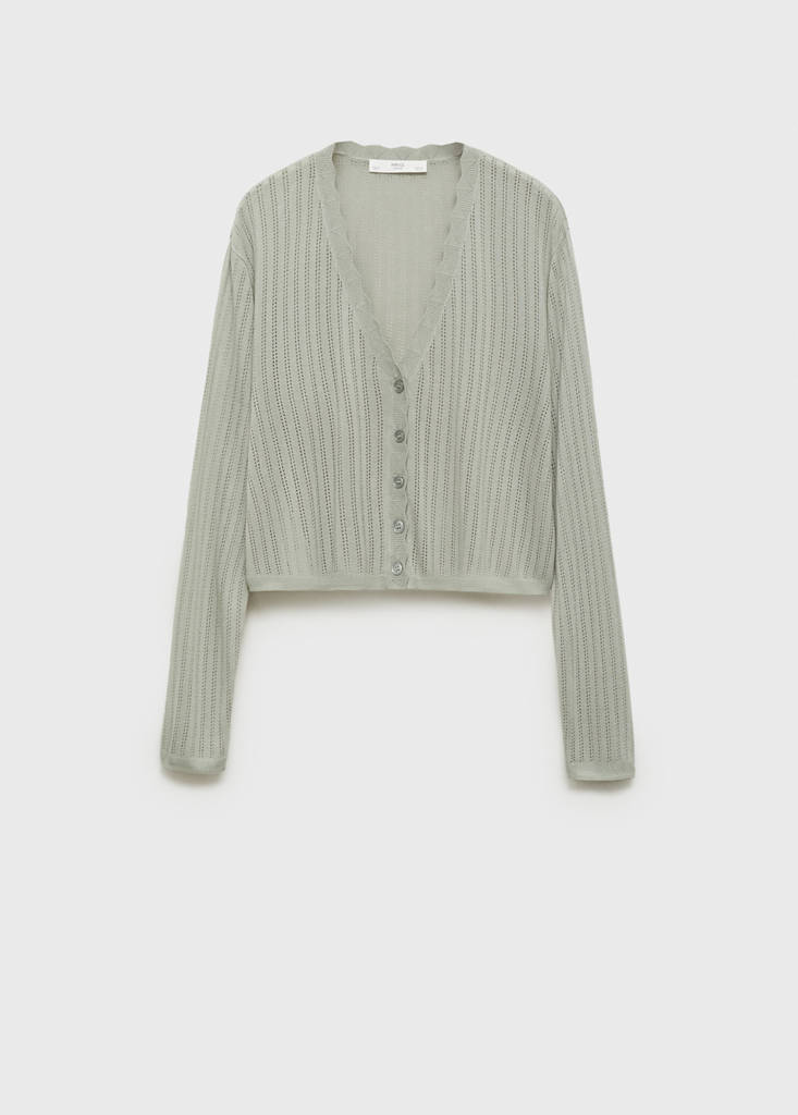 Pyjama cardigan with openwork detail — Aqua Green