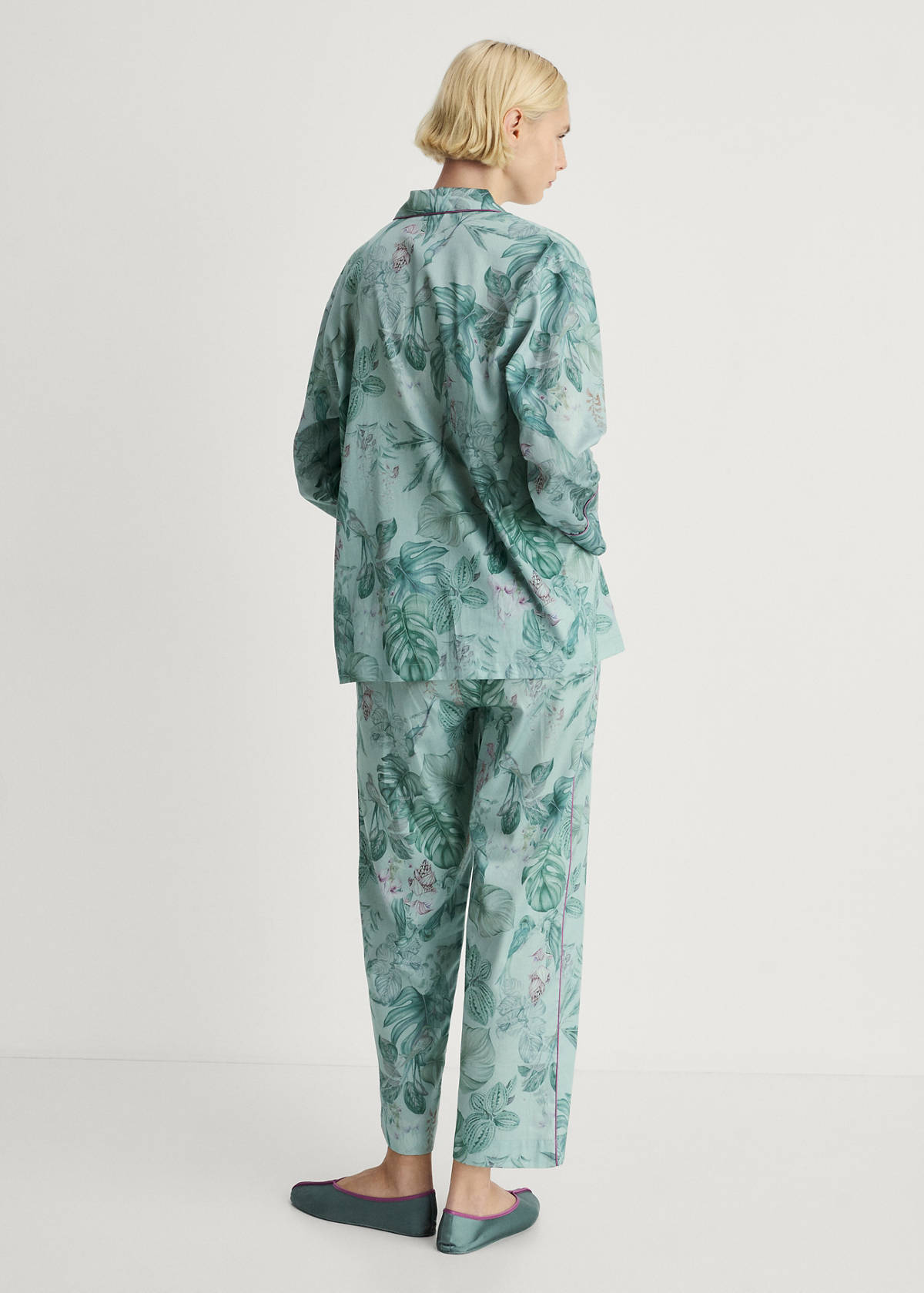 Tropical-print pyjama shirt — Green