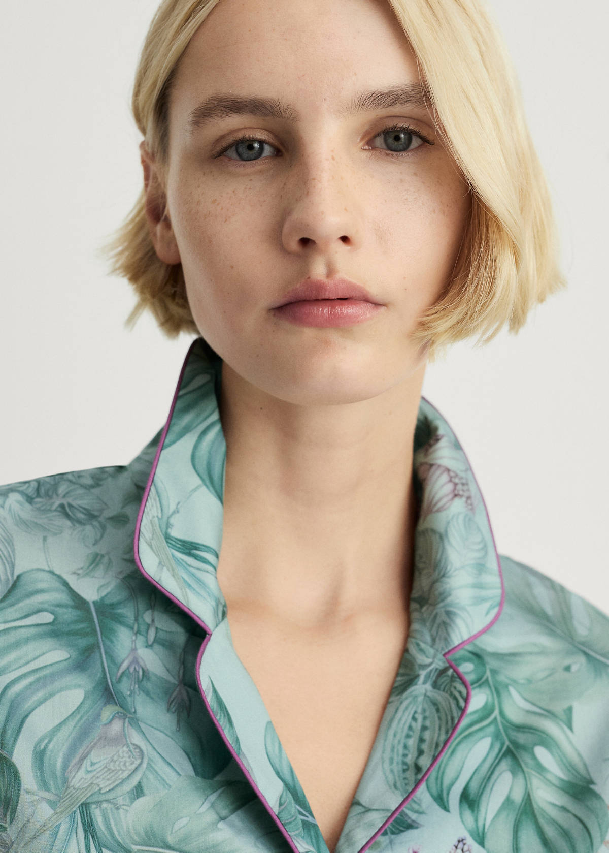 Tropical-print pyjama shirt — Green