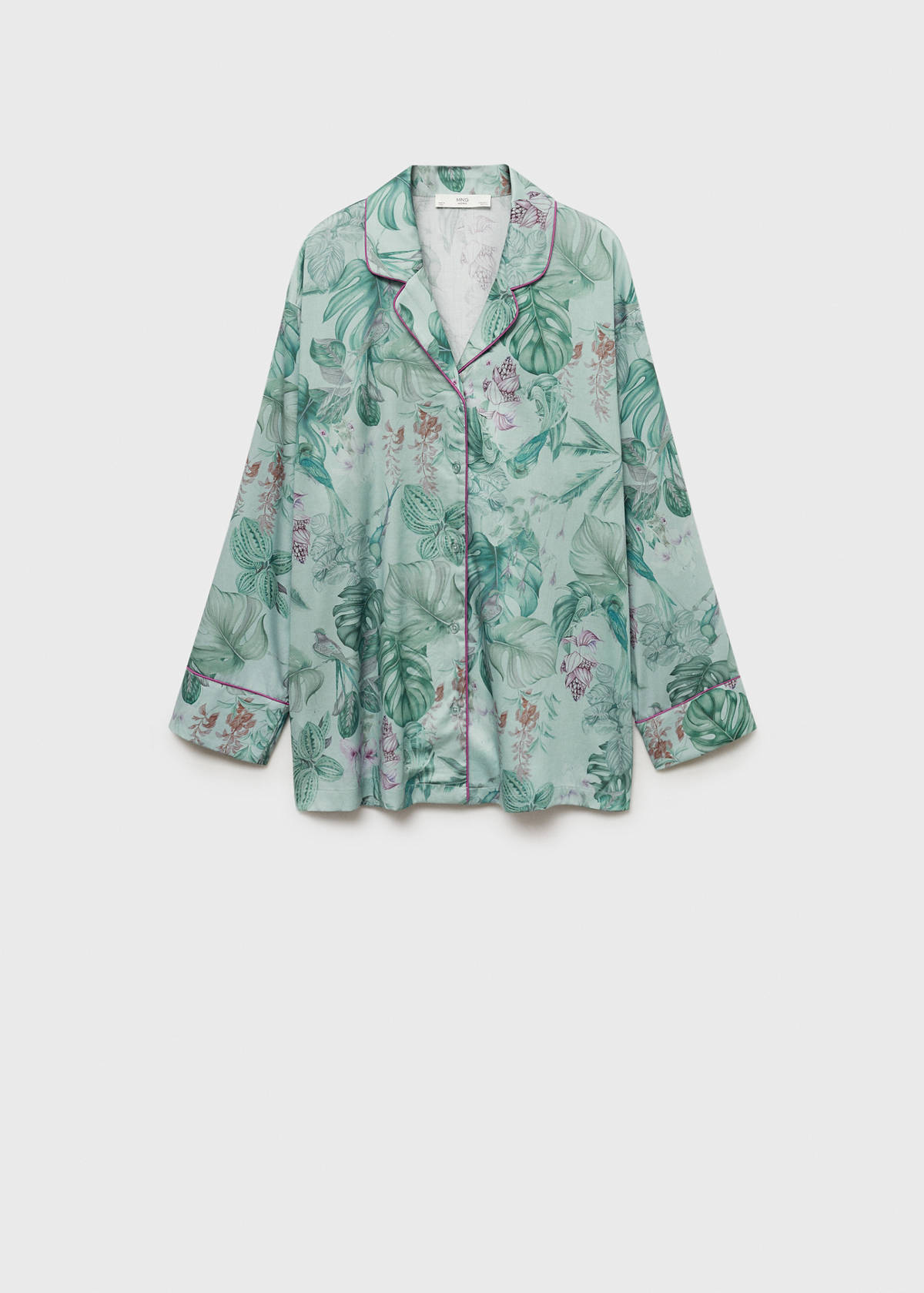 Tropical-print pyjama shirt — Green