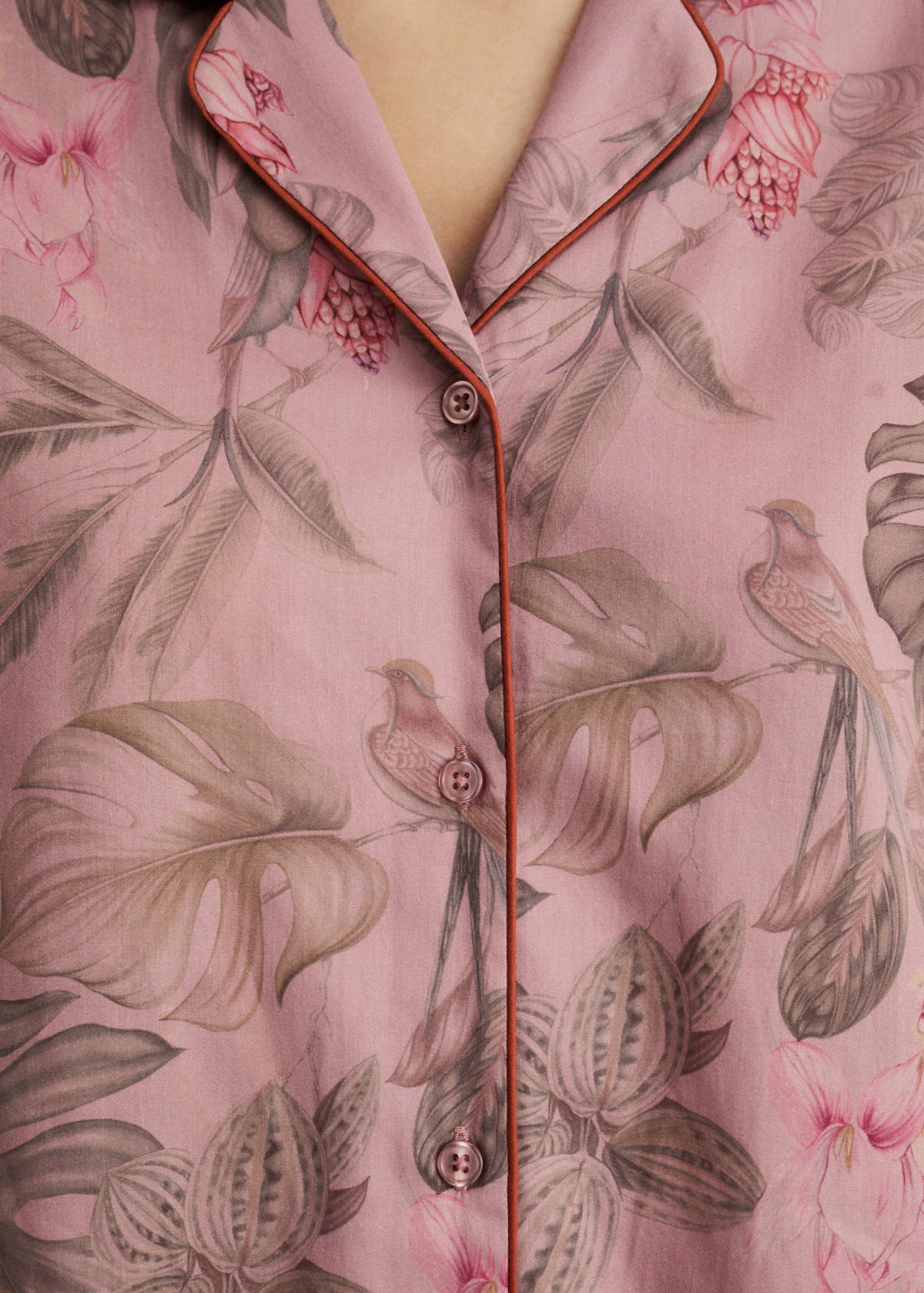 Tropical-print pyjama shirt — Medium Pink