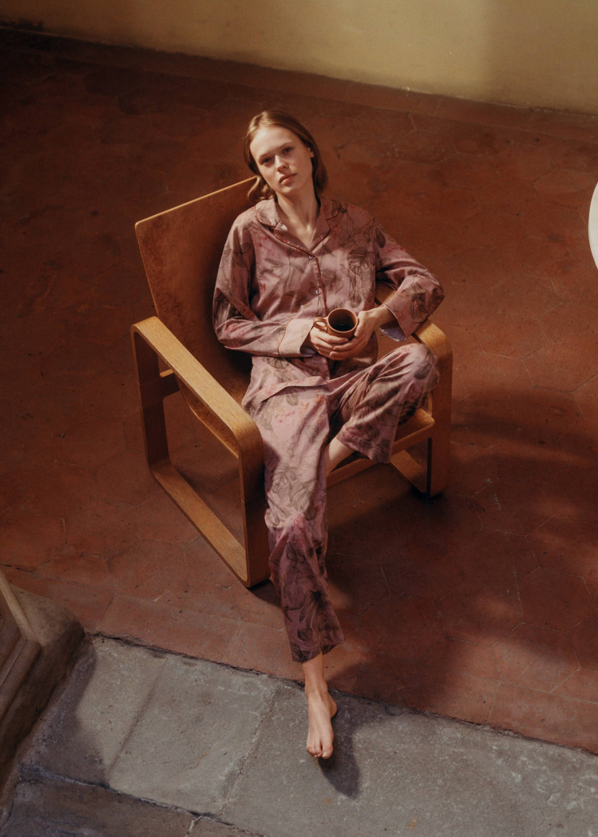 Tropical-print pyjama shirt — Medium Pink