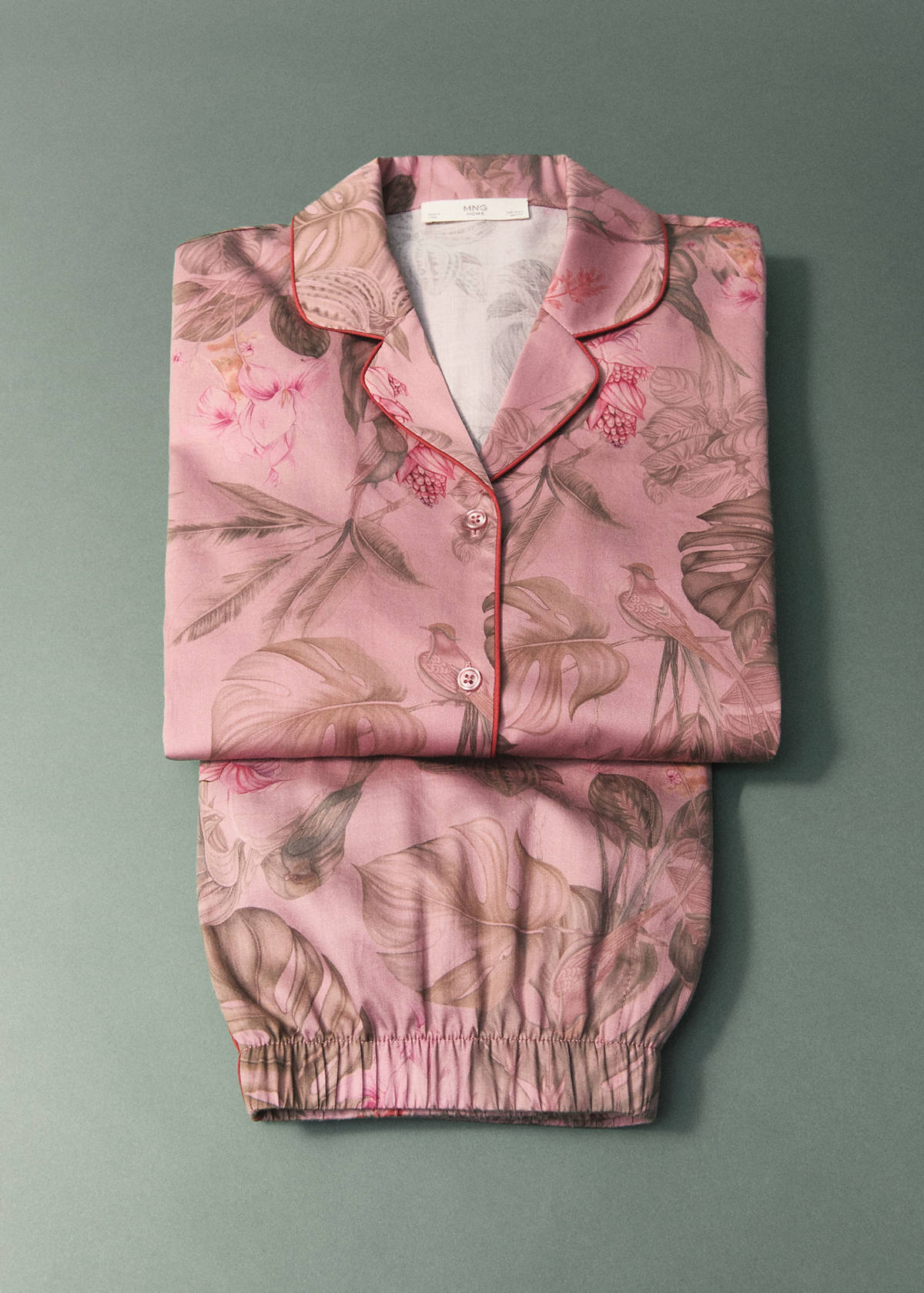 Tropical-print pyjama shirt — Medium Pink
