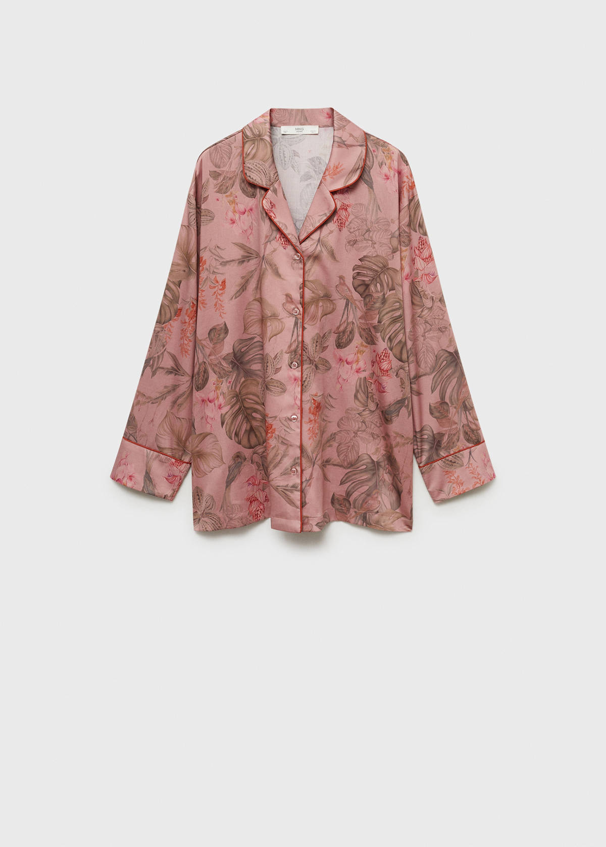 Tropical-print pyjama shirt — Medium Pink