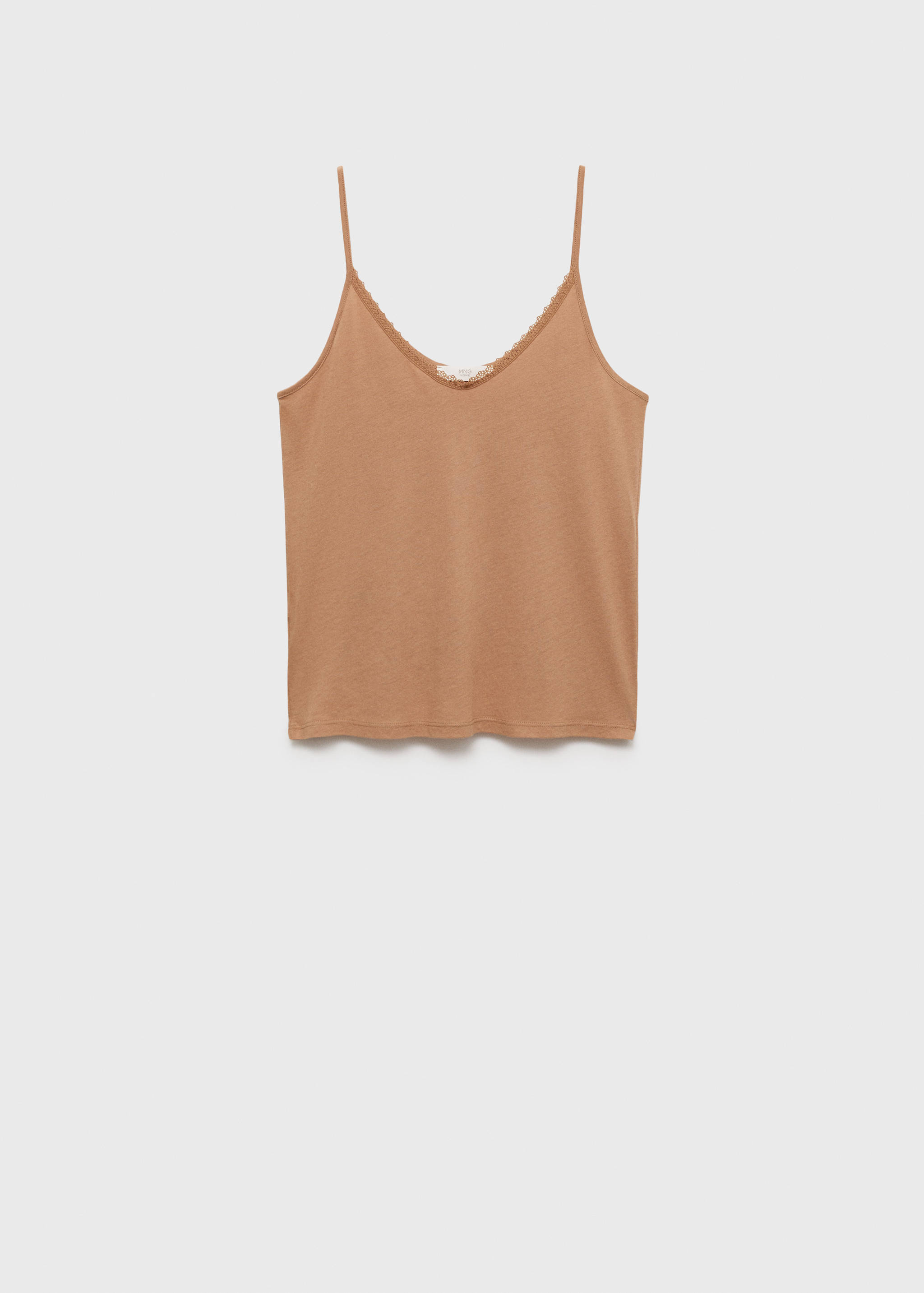 Хлопковый пижамный топ с кружевом контрастного тона - Изделие без модели