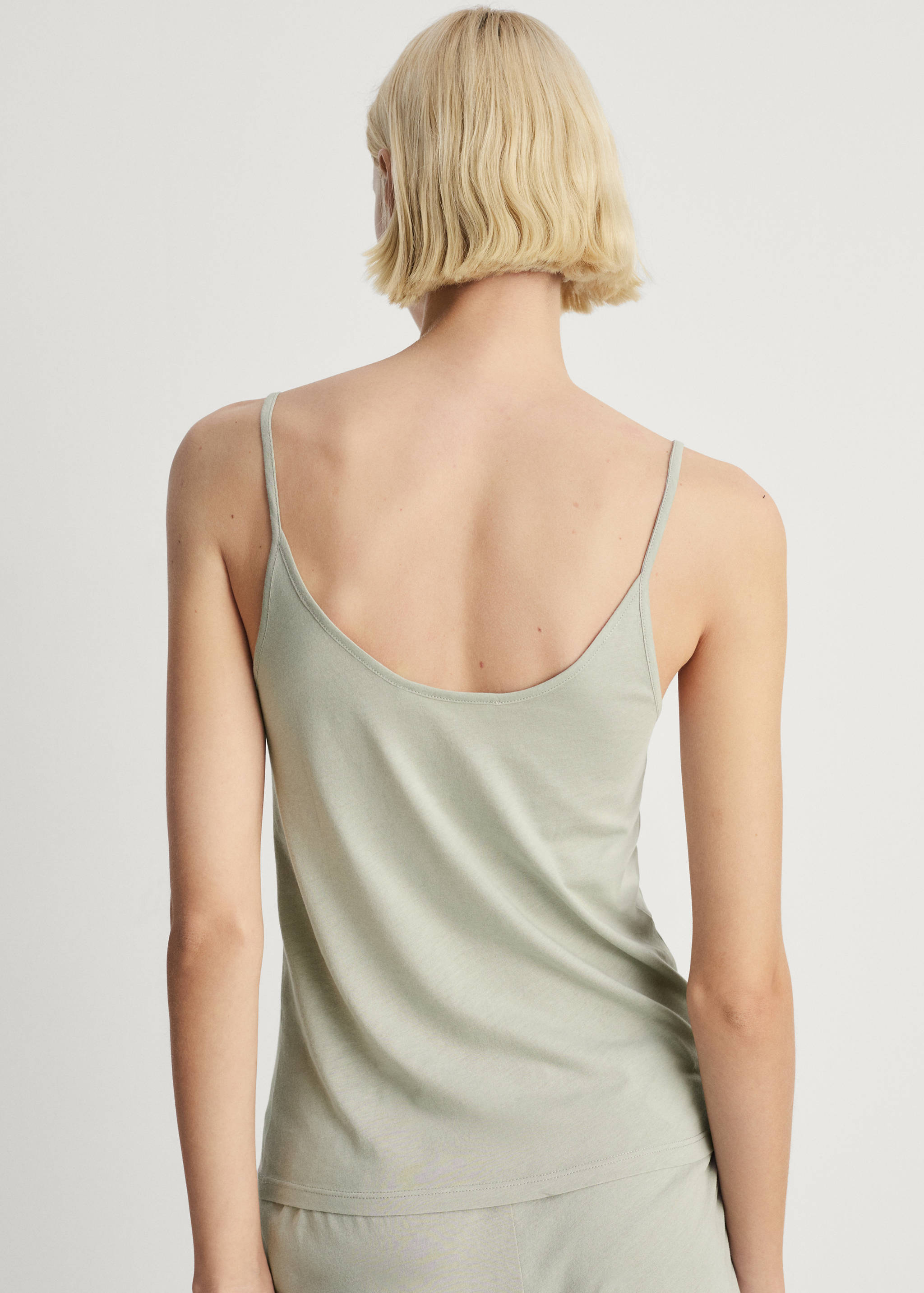 Cotton pyjama top with lace contrast - Reverse of the article