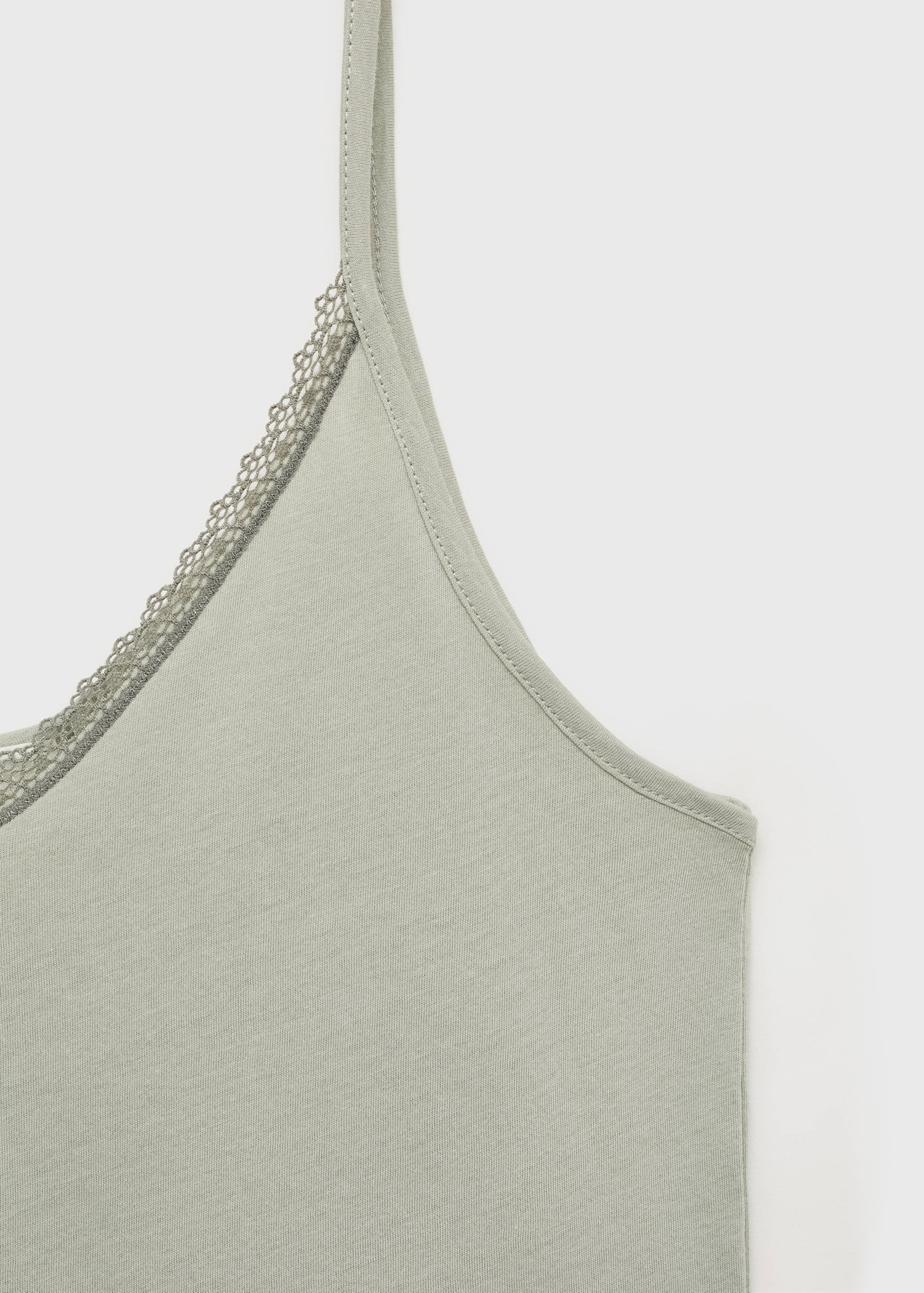 Cotton pyjama top with lace contrast - Details of the article 8