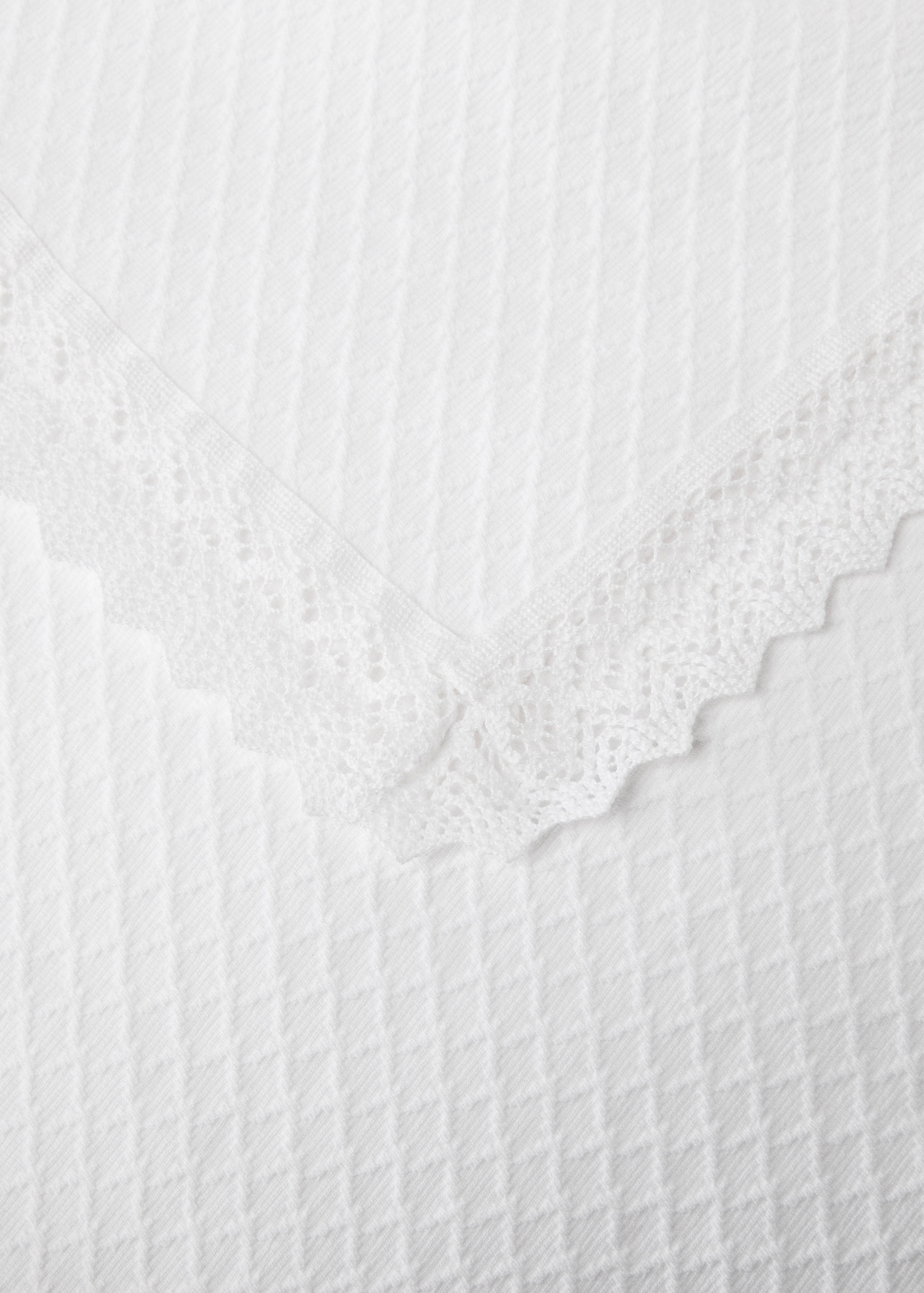 Sängöverkast i jacquardbomull med diamantmönster och spets för 130/150 cm säng - Detaljer om artikeln 1